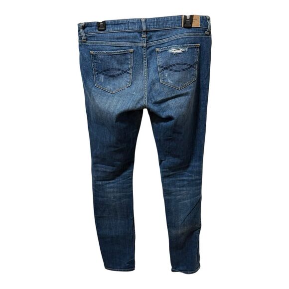 Abercrombie And Fitch New York Womens Distressed Blue Denim Skinny Jeans Size 8R - Picture 5 of 7
